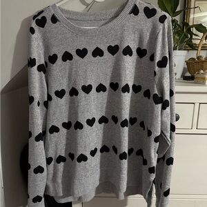 Gray Heart-Print Women's Sweater - Black Hearts